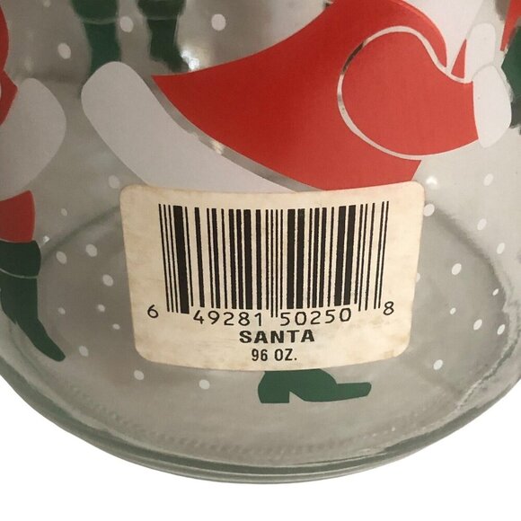 Vtg ANCHOR HOCKING 96oz Santa Glass Christmas/Xmas Red Plastic Lid Storage Jar - Picture 3 of 7